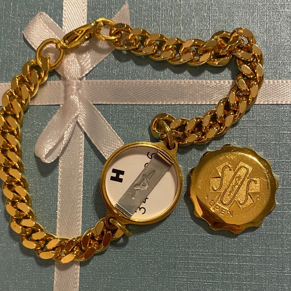 Gold medical Chain Bracelet with locket